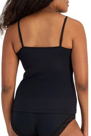 Model Genericm wearing size sample of the Marais Cotton Cami - Black in colour Black, from the back