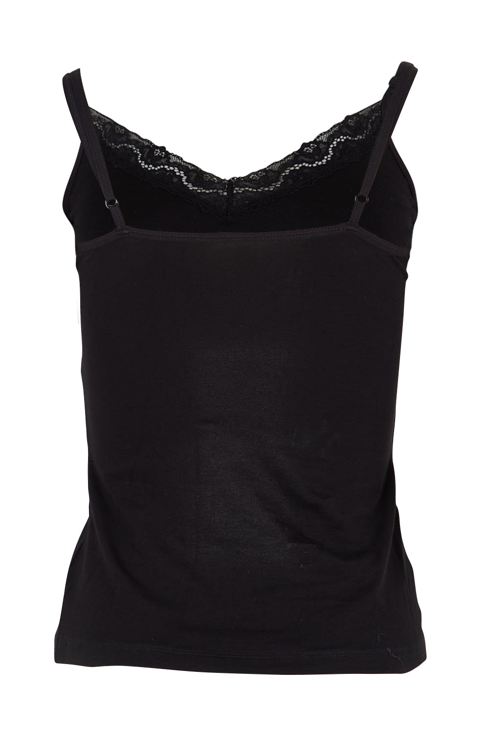 Product shot of the Marais Cotton Cami - Black in colour Black, from the back