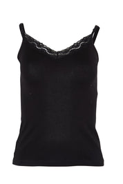 Product shot of the Marais Cotton Cami - Black in colour Black, from the front
