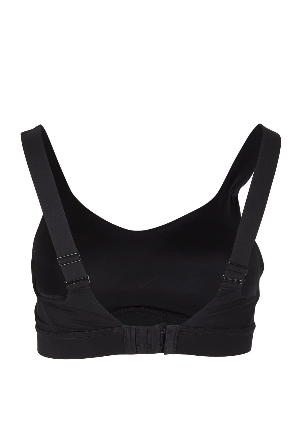 Product shot of the Smooth Power Wirefree Sports Bra in colour Black (Black), from the back