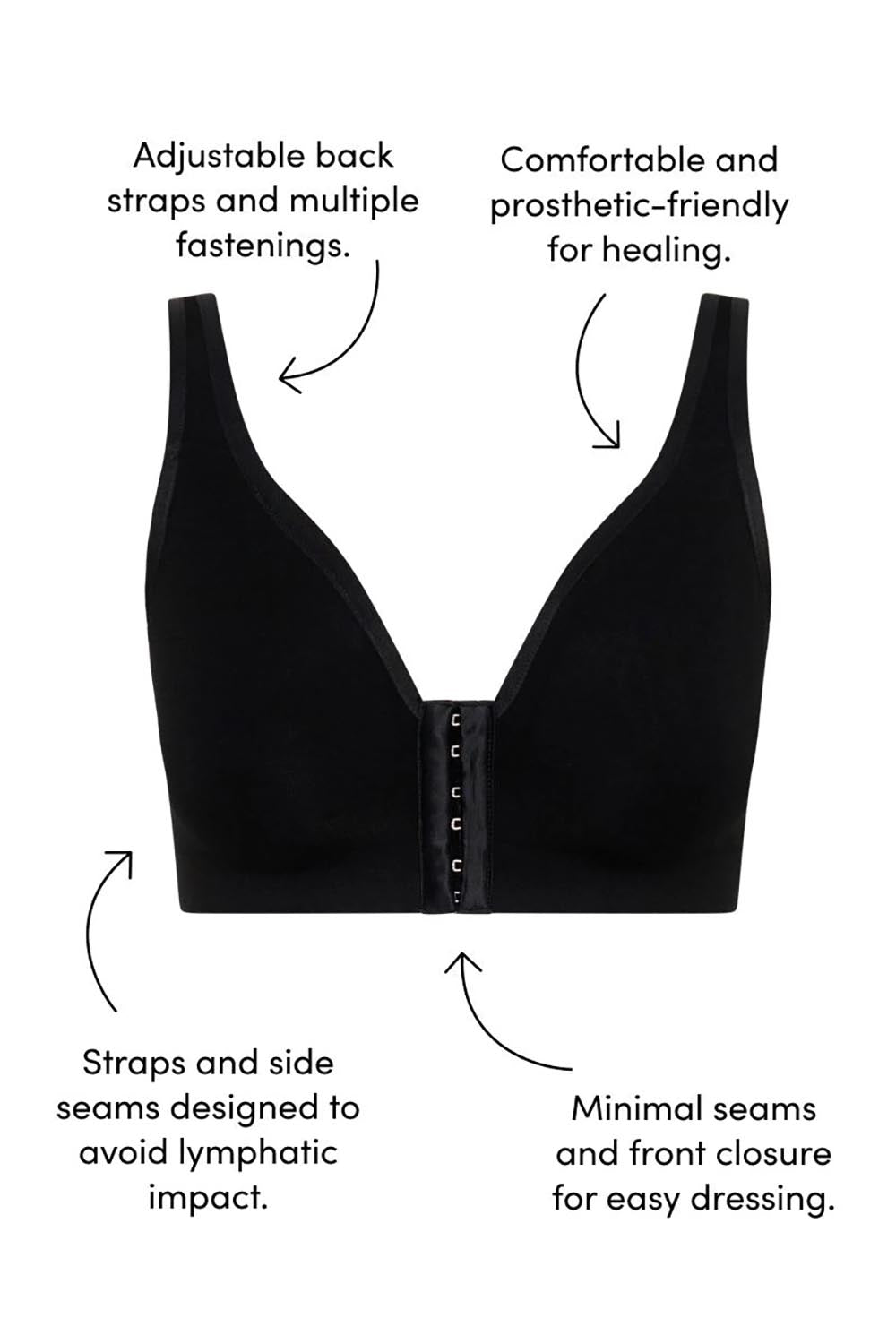 Product shot of the Postin colourSurgery Recovery Bra - Black (Black), detail