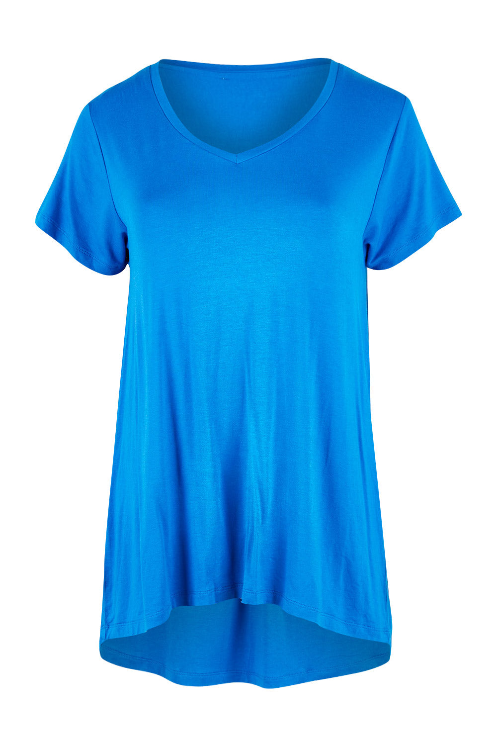 Product shot of the Matilda Tee in colour Saphire (Blue), from the front