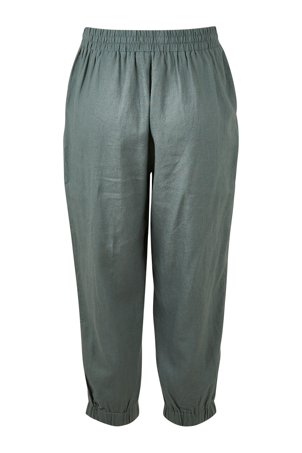 Product shot of the Lennon Pant in colour Deepgrn (Green), from the back