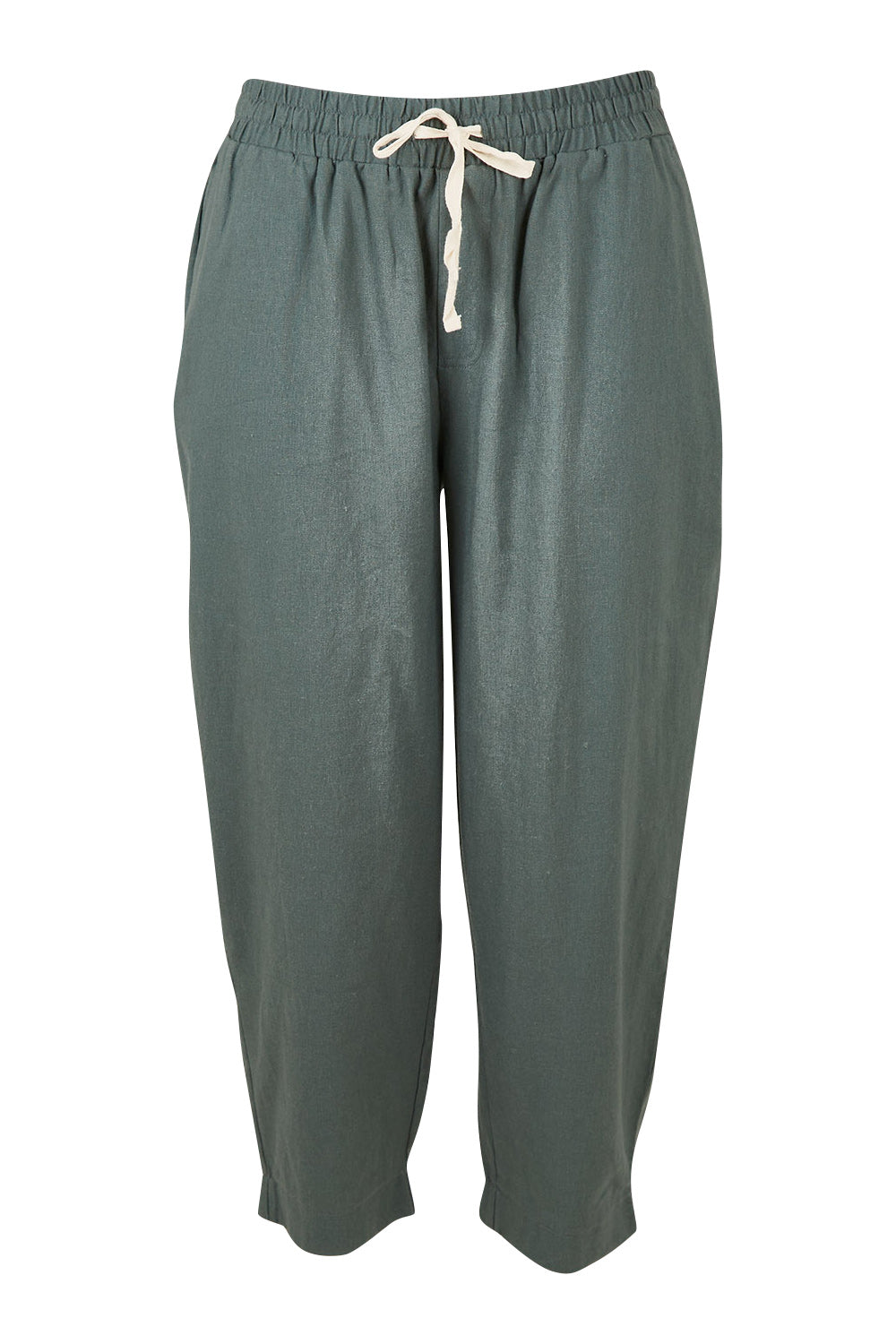 Product shot of the Lennon Pant in colour Deepgrn (Green), from the front