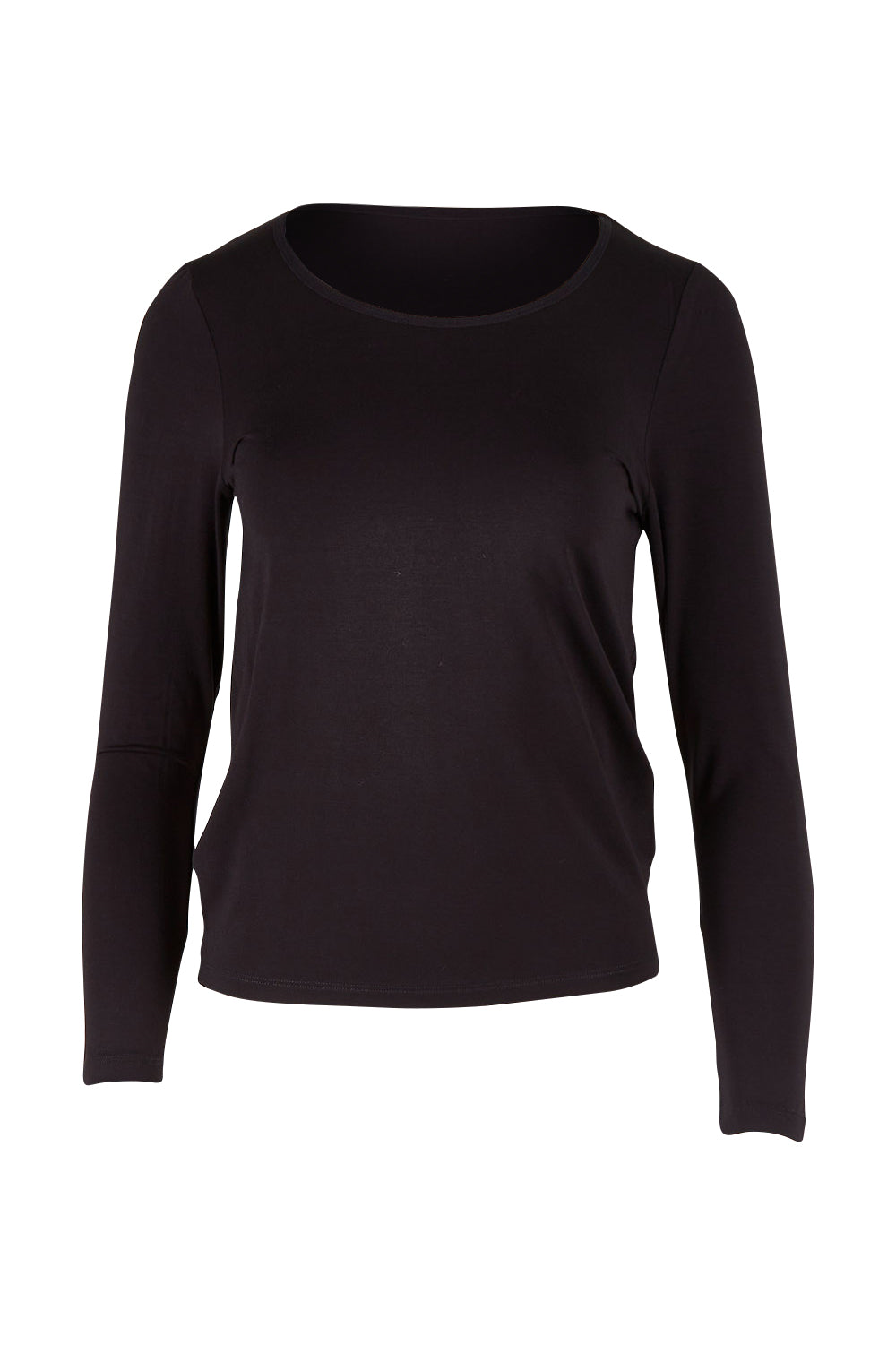Product shot of the Kelli Long Sleeve Top in colour Black (Black), from the front