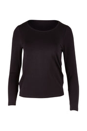 Product shot of the Kelli Long Sleeve Top in colour Black (Black), from the front
