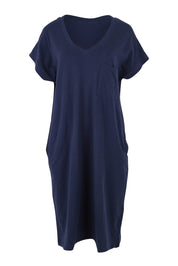 Product shot of the Zena Cotton Tin colourShirt Dress - Ashblue (Blue), from the front