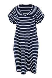 Product shot of the Zena T-Shirt Dress – Navy in colour Navy, from the front
