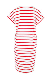 Product shot of the Zena T-Shirt Dress – Red in colour Red, from the back