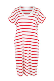 Product shot of the Zena T-Shirt Dress – Red in colour Red, from the front