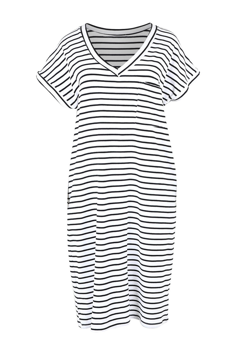 Product shot of the Zena Cotton Tin colourShirt Dress - Whtblkstr (White), from the front