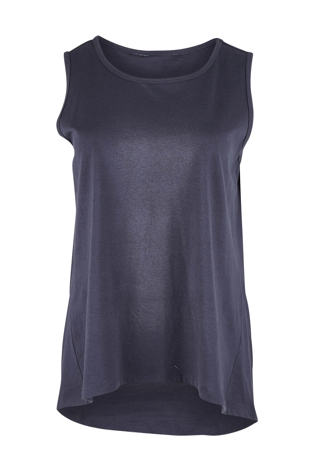 Product shot of the Josie Tank in colour Coal (Black), from the front