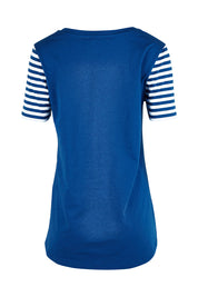Product shot of the Luella Tee in colour Oceanstrip (Blue), from the back
