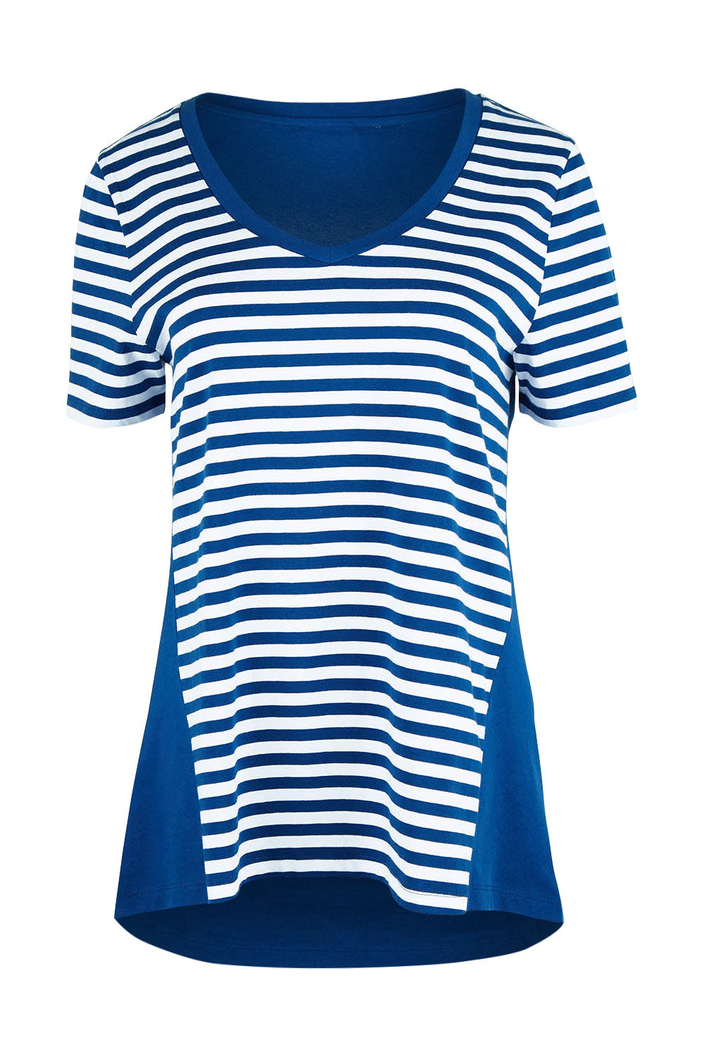 Product shot of the Luella Tee in colour Oceanstrip (Blue), from the front