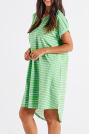 A model wearing the Maxine Australian Cotton Tin colourShirt Dress - Grnteastr (Green), from the front, cropped image