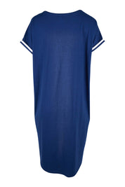 Product shot of the Maxine Tin colourShirt Dress - Oceanstrip (Blue), from the back