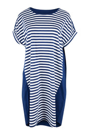 Product shot of the Maxine Tin colourShirt Dress - Oceanstrip (Blue), from the front