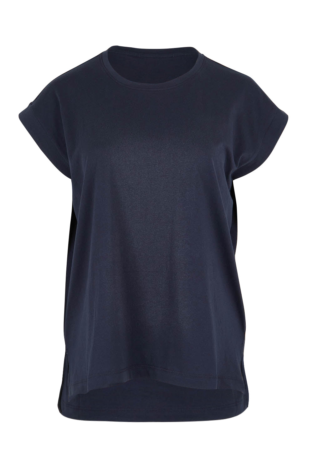 Product shot of the Michaela Australian Cotton Top in colour Coal (Black), from the front