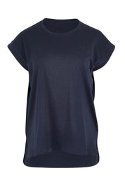 Product shot of the Michaela Australian Cotton Top in colour Coal (Black), from the front