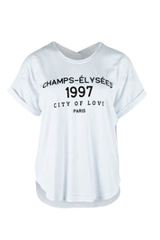Product shot of the Avril Print Tee in colour White (White), from the front