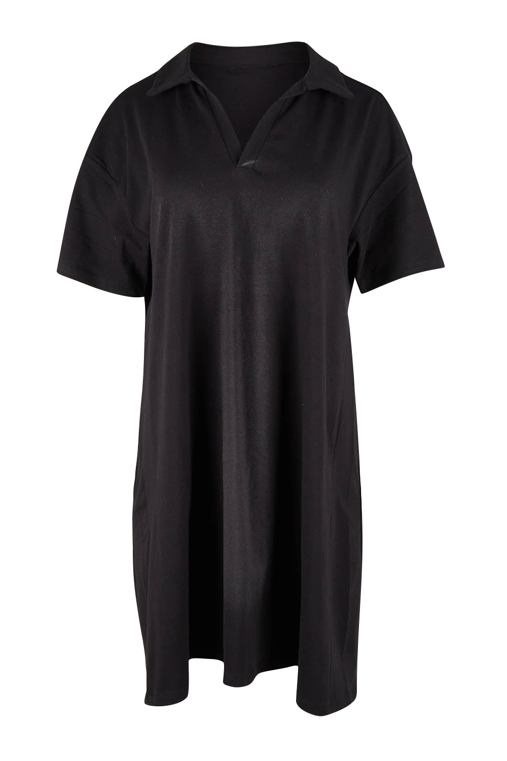 Product shot of the Deana Polo Dress in colour Black (Black), from the front