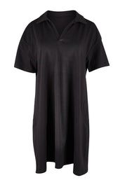 Product shot of the Deana Polo Dress in colour Black (Black), from the front