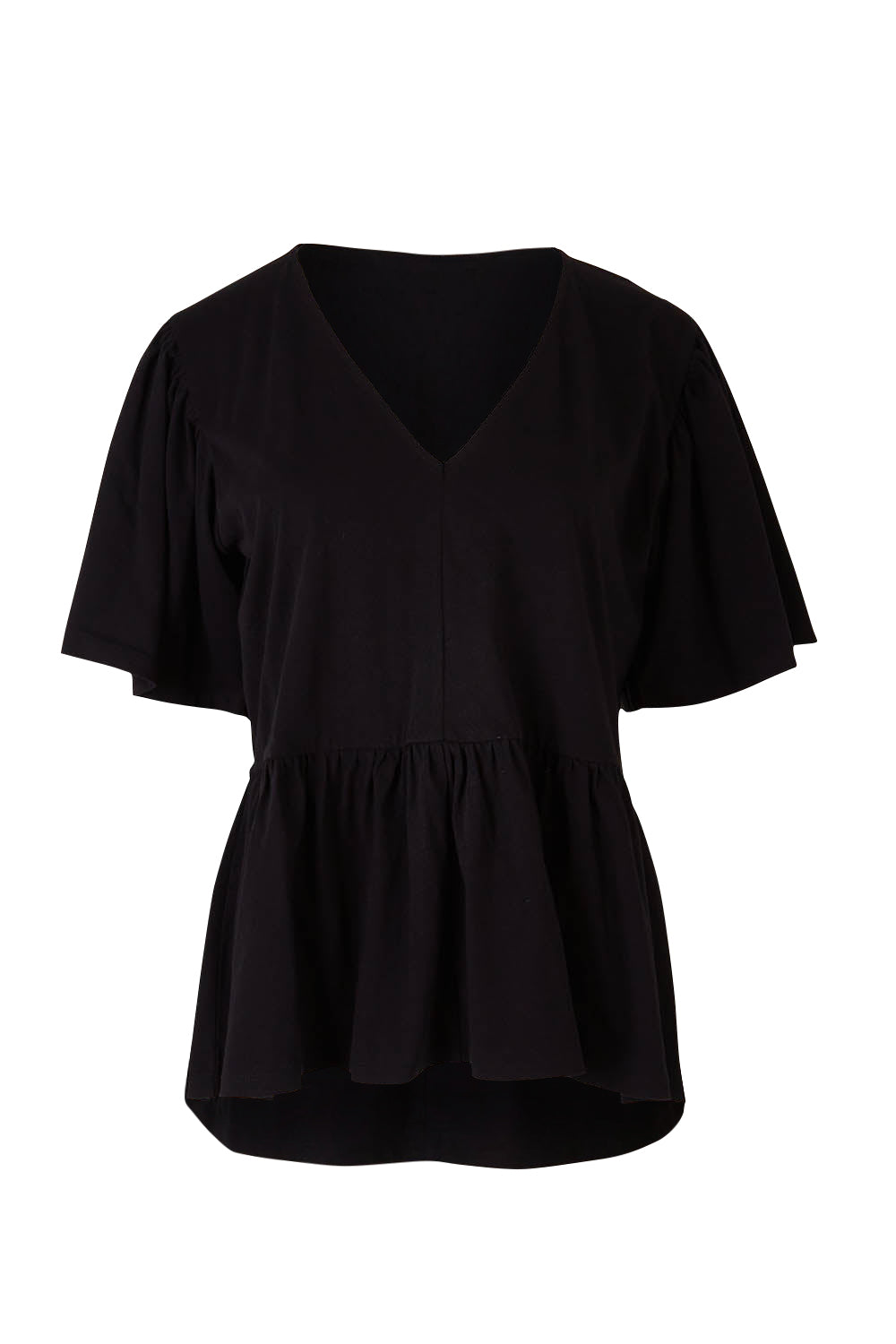 Product shot of the Celia Tee in colour Black (Black), from the front