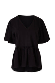 Product shot of the Celia Tee in colour Black (Black), from the front