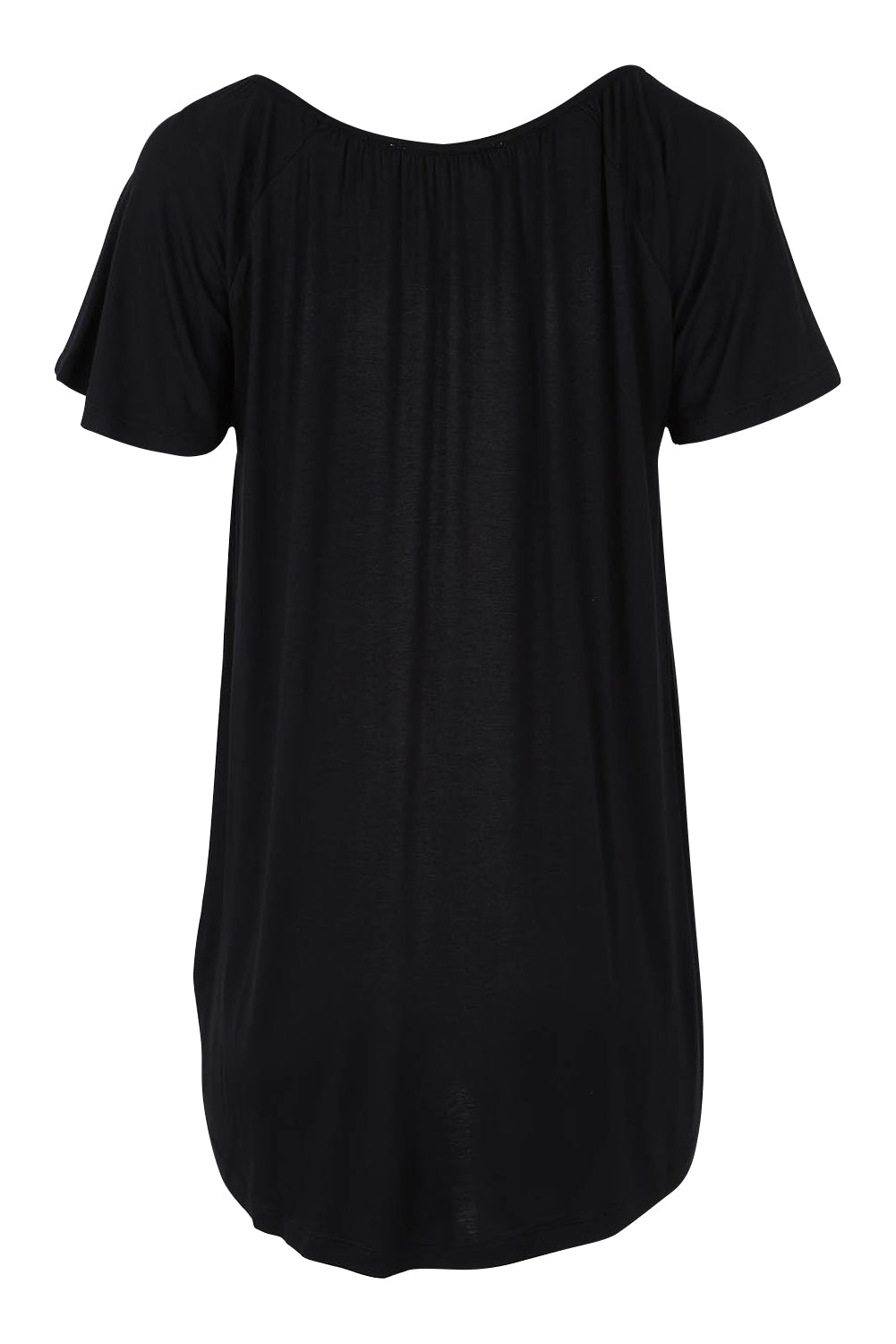 Product shot of the Coral Bamboo Shirred Tee in colour Black (Black), from the back