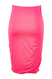 Product shot of the Cara Bamboo Tube Skirt in colour Pink (Pink), from the back