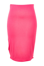 Product shot of the Cara Bamboo Tube Skirt in colour Pink (Pink), from the front