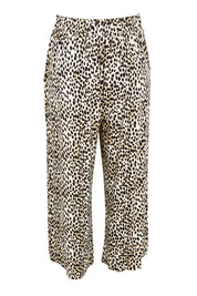 Product shot of the Crystal Bamboo Crop Jogger in colour Cheetah, from the back