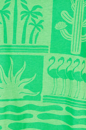 Product shot of the Teagan Cotton Vin colourNeck Tee - Surfbeach (Green), detail