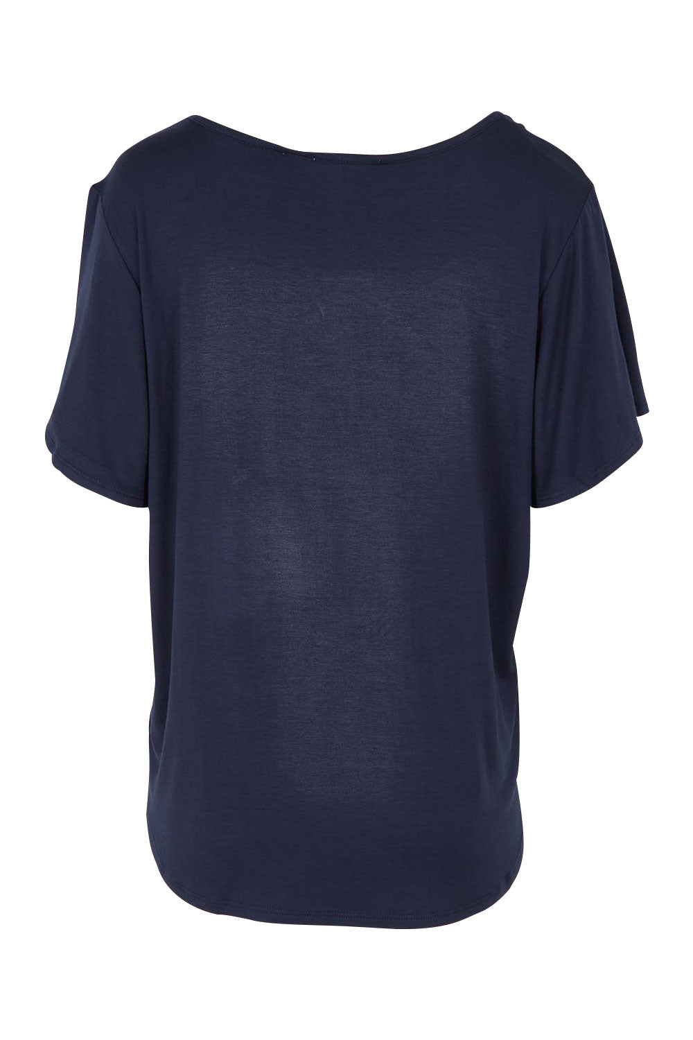 Product shot of the Everleigh Bamboo Tee in colour Navy (Blue), from the back