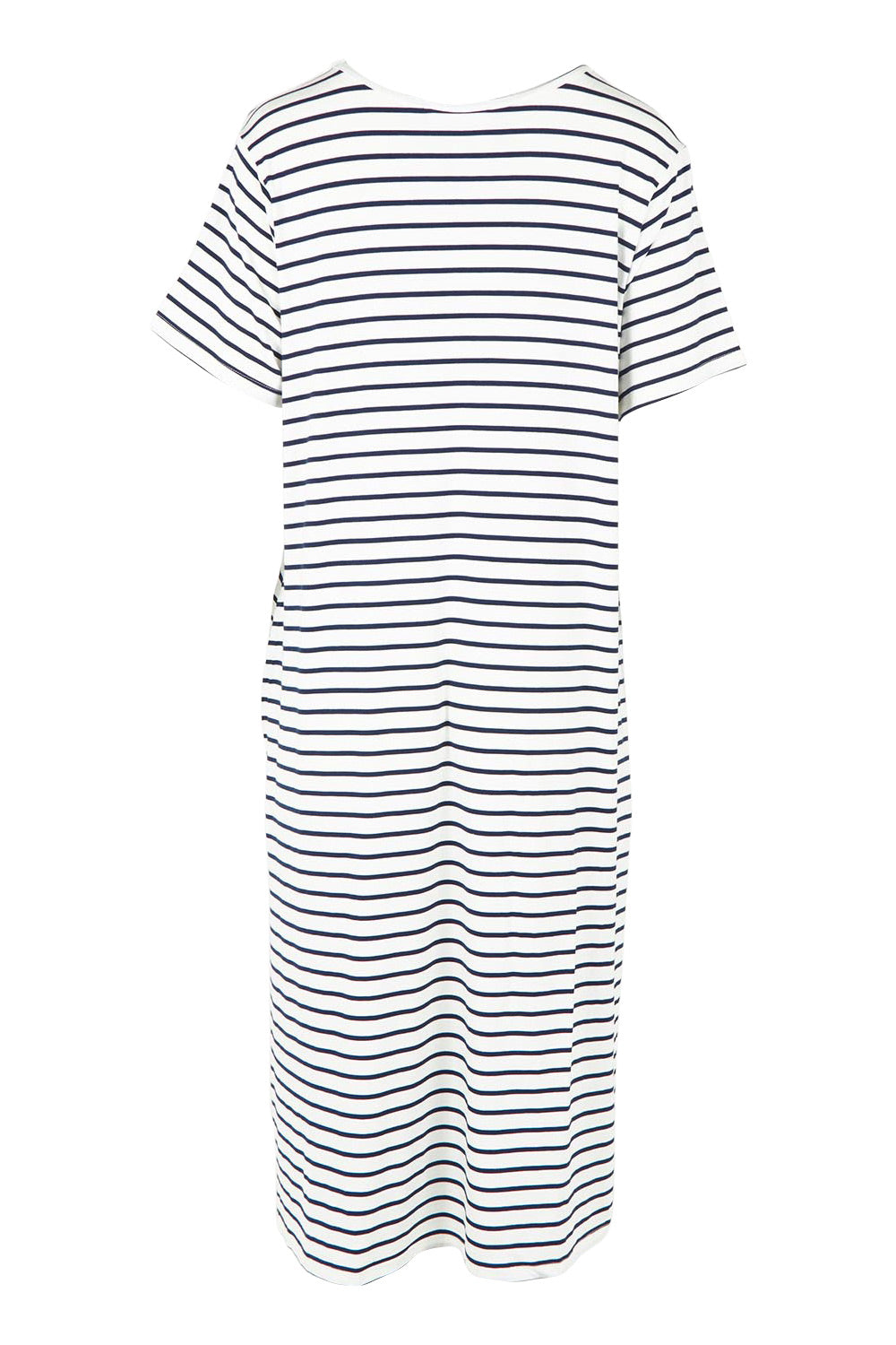 Product shot of the Irena Bamboo Tin colourShirt Dress - Navystripe (Blue), from the back