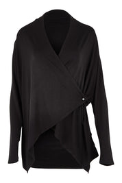 Product shot of the Maeve Bamboo Cardigan in colour Black (Black), from the front