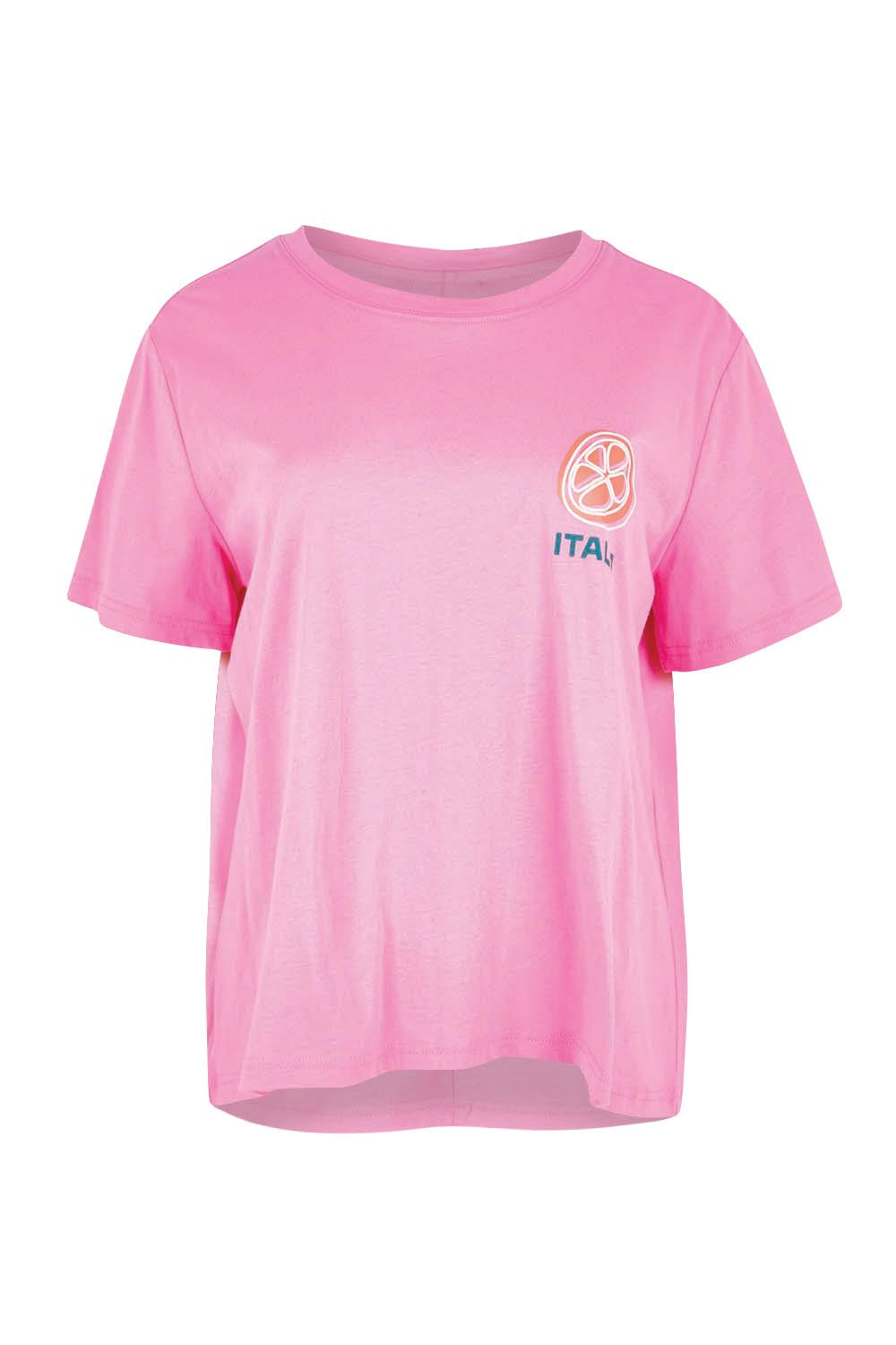 Product shot of the Ellia Print Tee – Italian in colour Italian, from the front