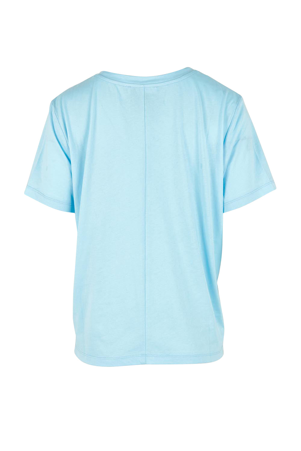 Product shot of the Ellia Cotton Crew Tee in colour Laplage (Blue), from the back