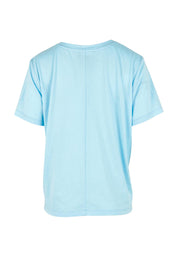 Product shot of the Ellia Cotton Crew Tee in colour Laplage (Blue), from the back