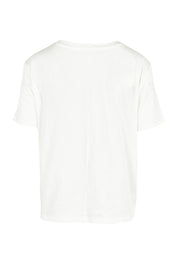 Product shot of the Ellia Cotton Crew Tee in colour Sardinia (White), from the back