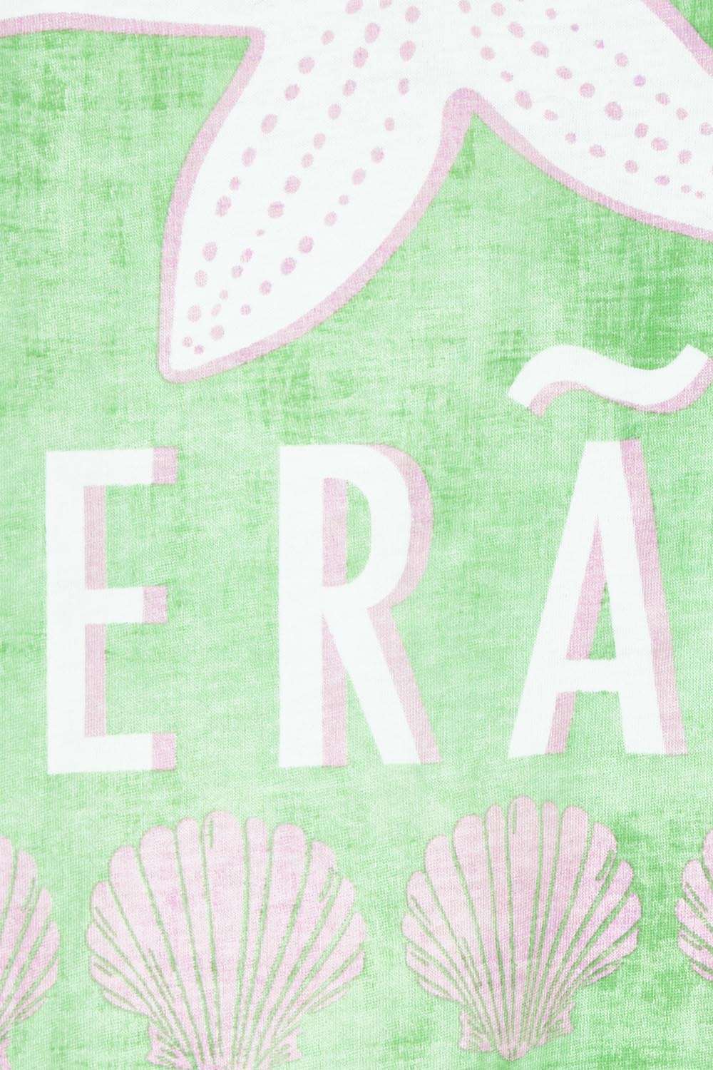 Product shot of the Ellia Cotton Crew Tee in colour Verao (Green), detail