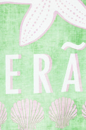 Product shot of the Ellia Cotton Crew Tee in colour Verao (Green), detail