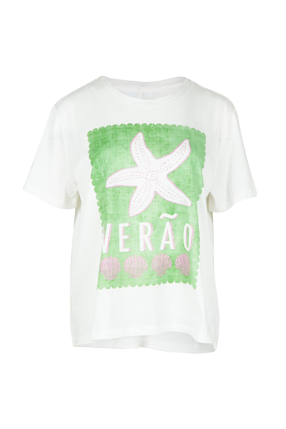 Product shot of the Ellia Cotton Crew Tee in colour Verao (Green), from the front