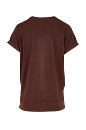 Product shot of the Shirley Short Sleeve Tee – Chocolate in colour Chocolate, from the back