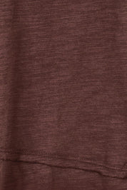 Product shot of the Shirley Short Sleeve Tee – Chocolate in colour Chocolate, showing detail