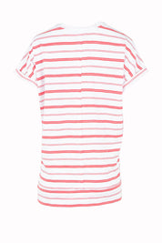 Product shot of the Shirley Cotton Short Sleeve Tee in colour Grapstripe (Red), from the back