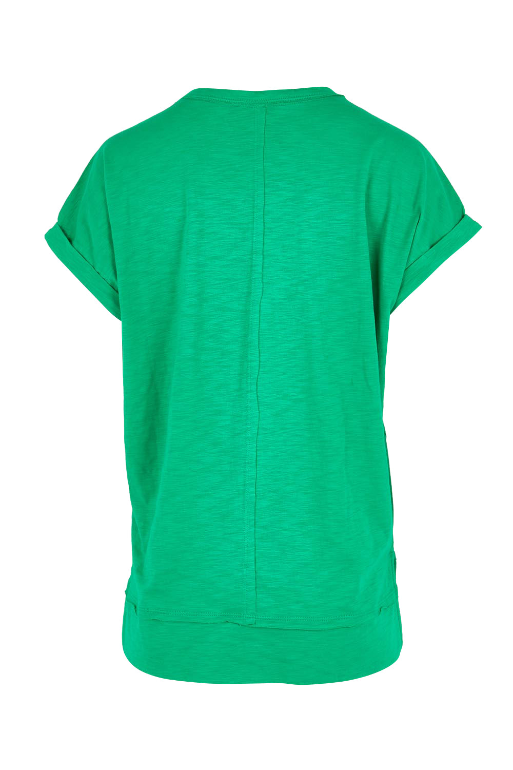 Product shot of the Shirley Short Sleeve Cotton Tee – Green in colour Green, from the back