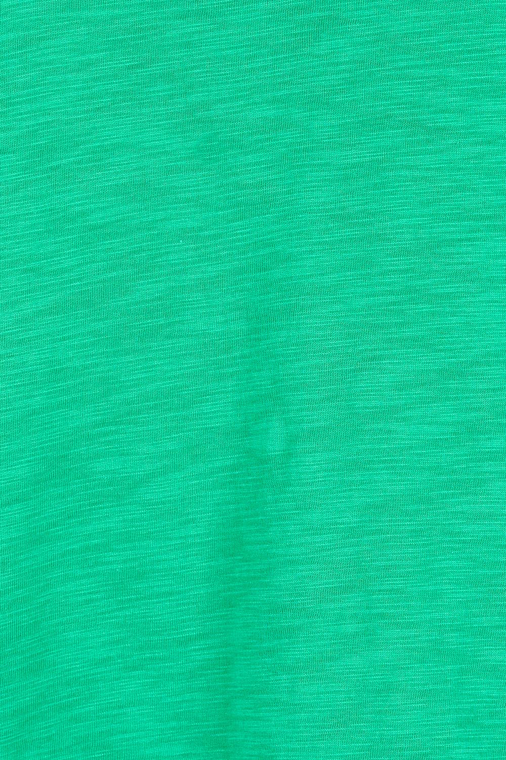Product shot of the Shirley Short Sleeve Cotton Tee – Green in colour Green, showing detail