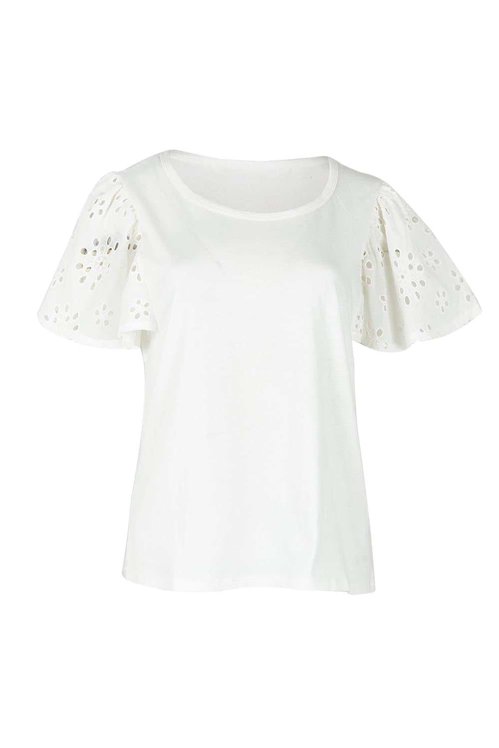 Product shot of the Lottie Embroidered Cotton Tee in colour White (White), from the front