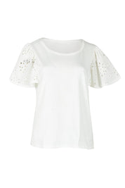 Product shot of the Lottie Embroidered Cotton Tee in colour White (White), from the front